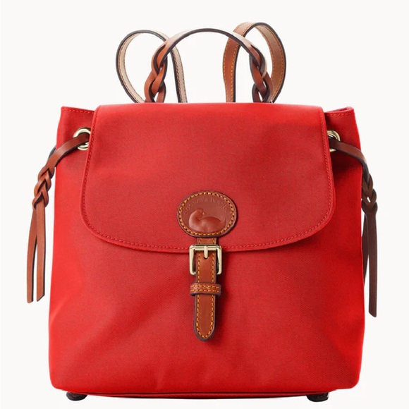 Dooney & Bourke Handbags - Dooney & Bourke Red Nylon Flap Backpack